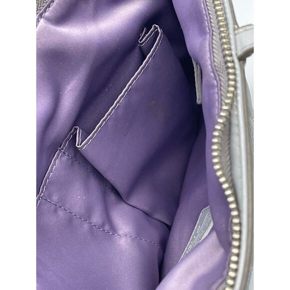 Coach Quilted Gray Signature Stitch Nylon & Patent Leather Medium Tote Bag Grey - Picture 8 of 14